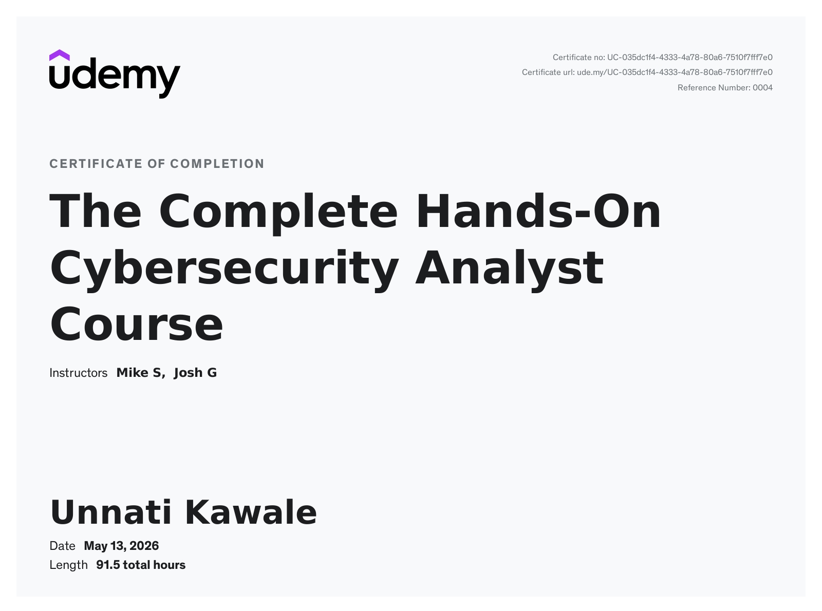 Cyber Security Certificate